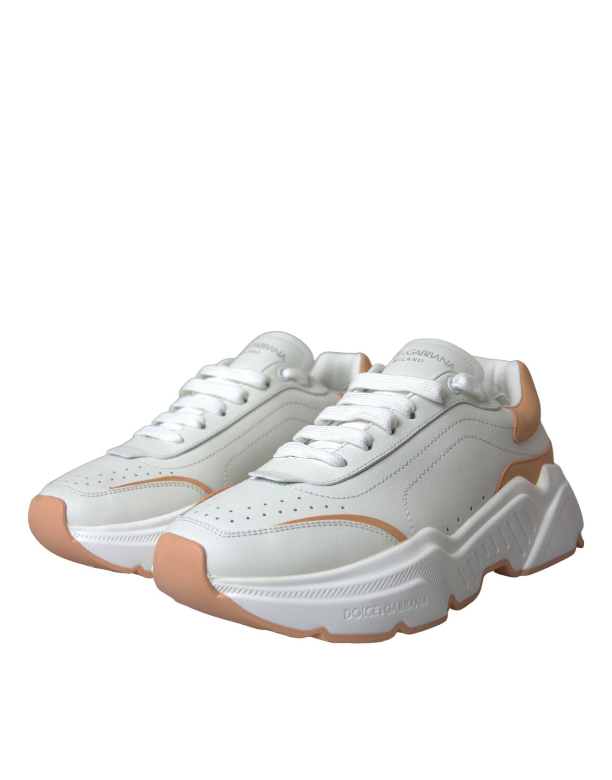 Dolce & Gabbana White Peach DAYMASTER Leather Sneakers Shoes - ACCEXO