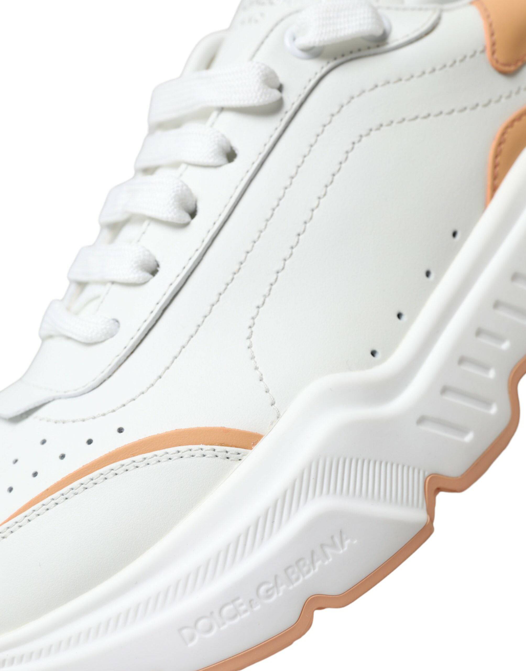 Dolce & Gabbana White Peach DAYMASTER Leather Sneakers Shoes - ACCEXO