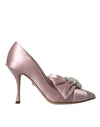 Dolce & Gabbana Pink Satin Crystal High Heels Pumps Shoes