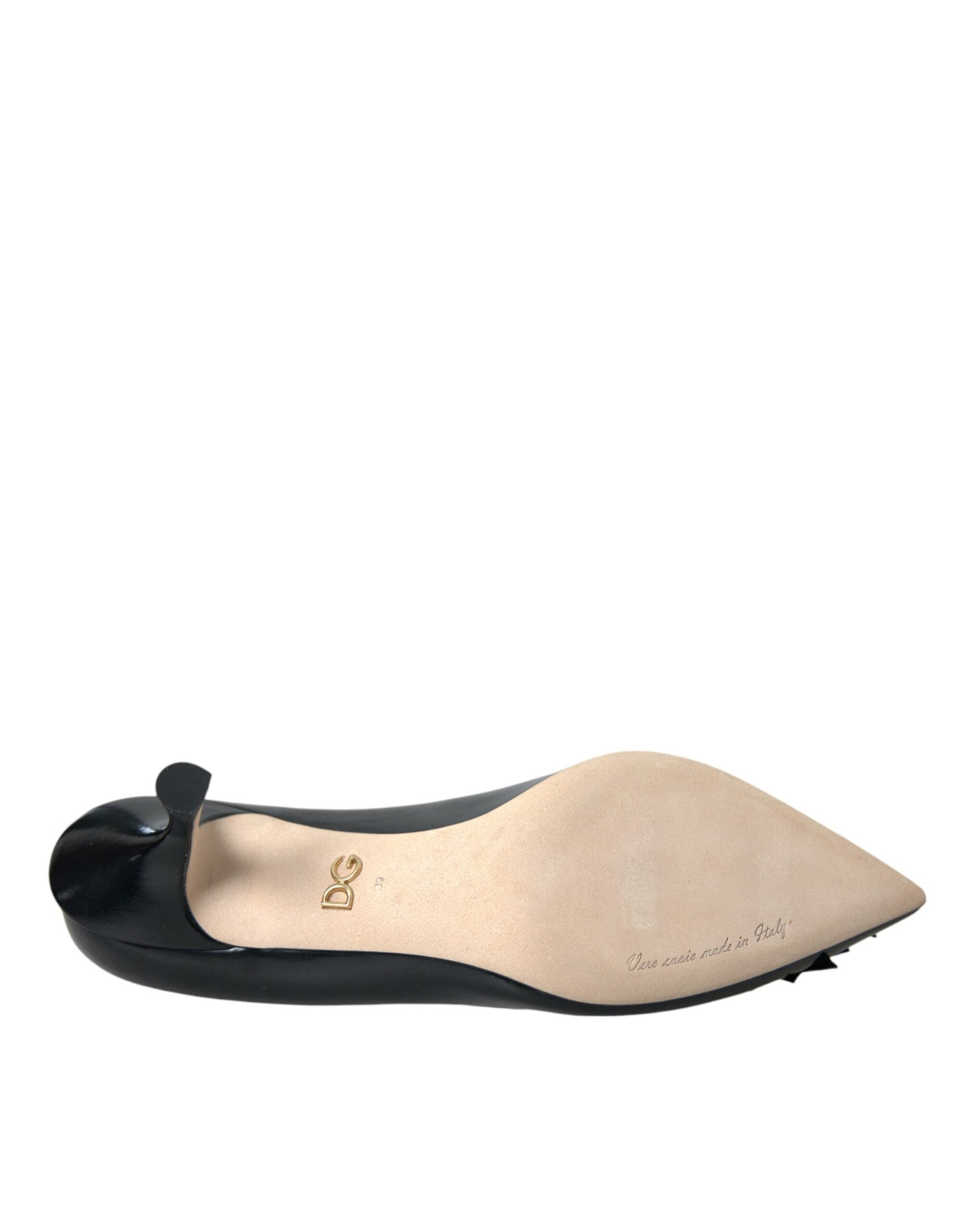 Dolce & Gabbana Black Leather BOOM Patch Heels Pumps Shoes - ACCEXO