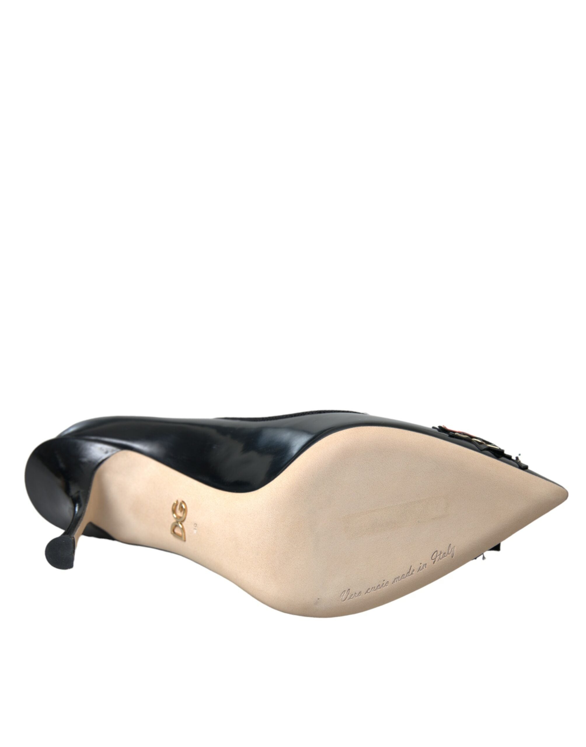 Dolce & Gabbana Black Leather WOW Patch Heels Pumps Shoes - ACCEXO