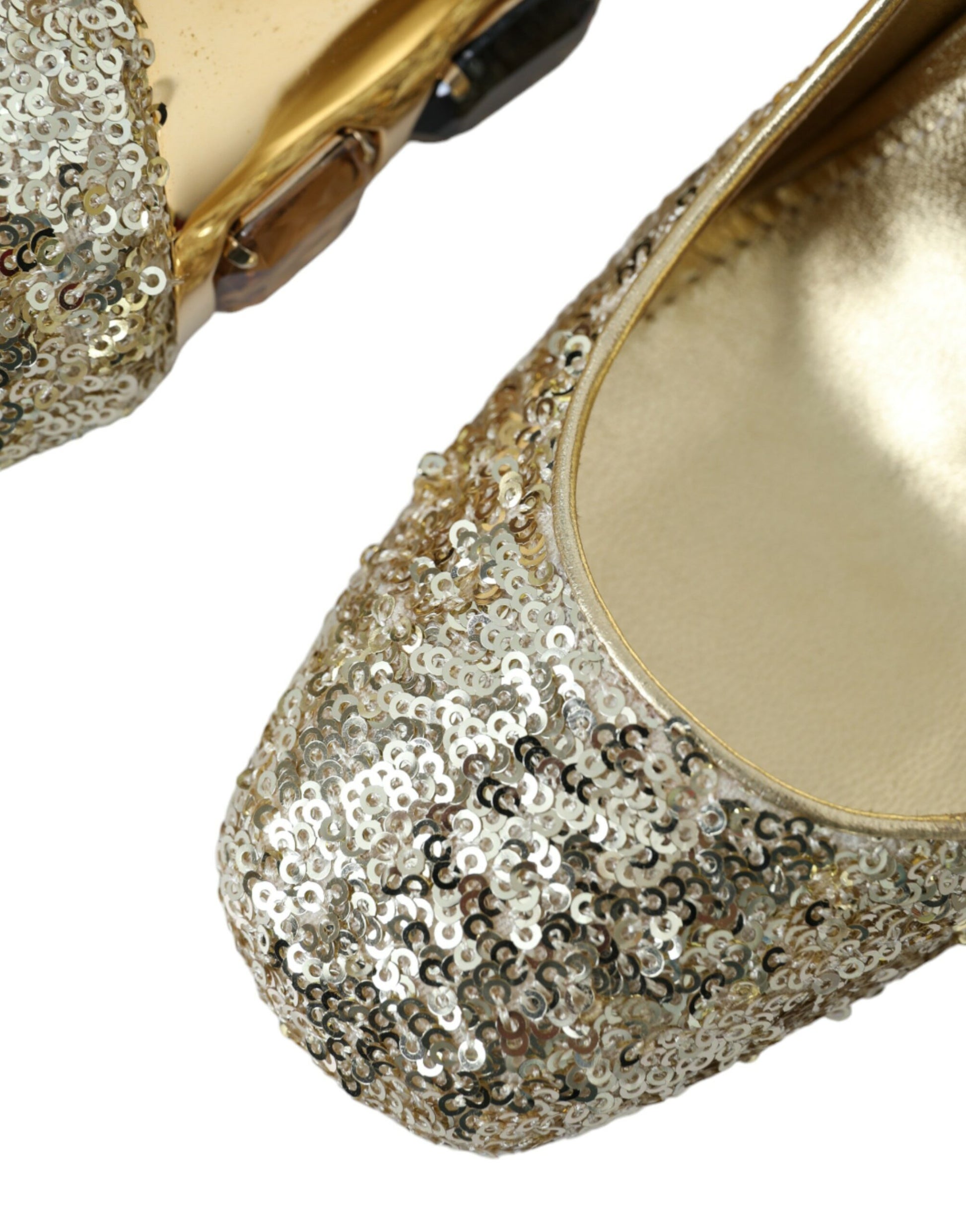 Dolce & Gabbana Gold Sequin Crystal Heels Pumps Shoes - ACCEXO