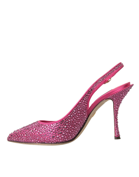 Dolce & Gabbana Pink Slingbacks Crystal Pumps Shoes