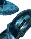 Dolce & Gabbana Blue Sequin Mary Jane Pumps High Heels Shoes