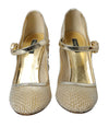 Dolce & Gabbana Gold Mesh Crystal Mary Jane Pumps Heels Shoes