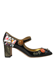 Dolce & Gabbana Black Leather Crystal Mary Jane Pumps Shoes - ACCEXO