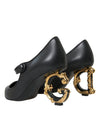 Dolce & Gabbana Black Leather Logo Heels Mary Janes Pumps Shoes