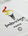 Balenciaga White Cotton Logo Hooded Pullover Sweatshirt Sweater