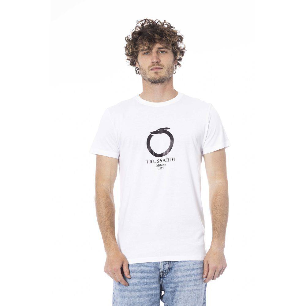 Trussardi Beachwear White Cotton T-Shirt - ACCEXO