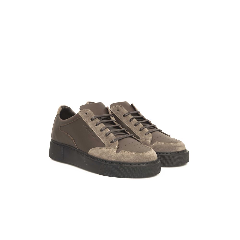 Cerruti 1881 Beige Leather Men Sneaker