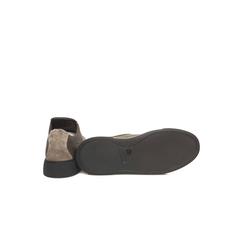 Cerruti 1881 Beige Leather Men Sneaker - ACCEXO