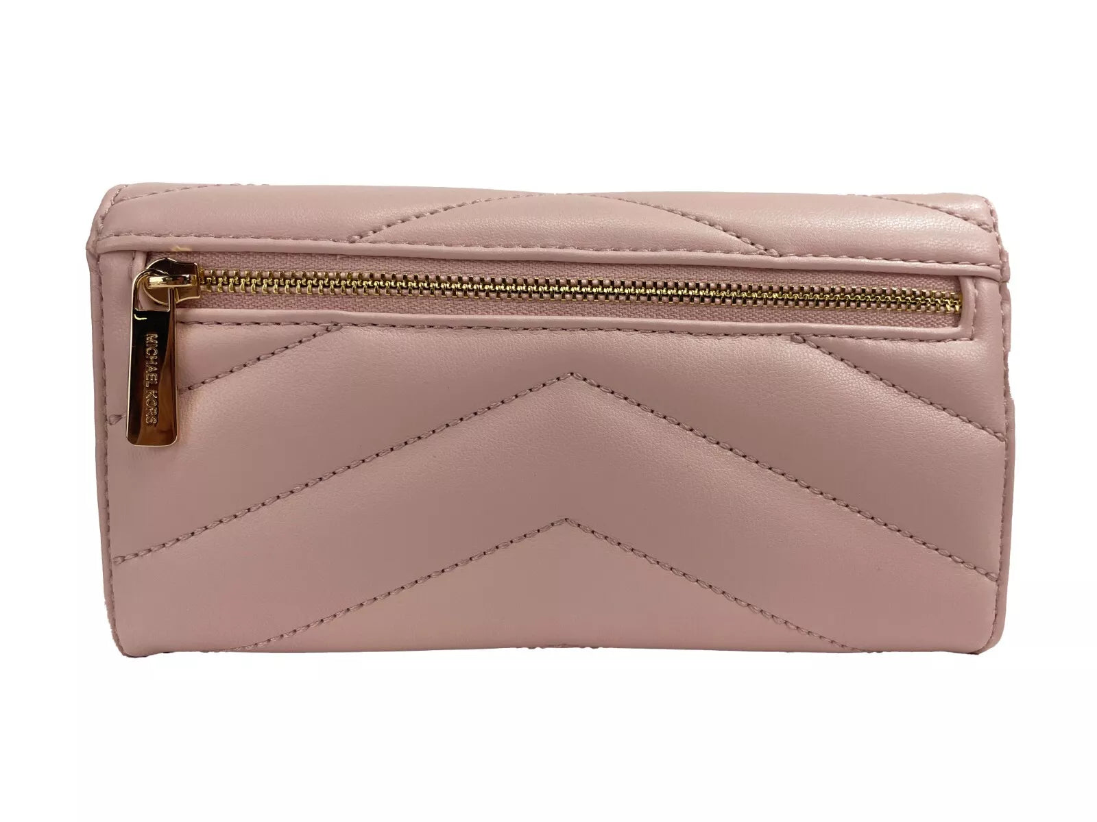 Michael Kors Jet Set Travel Large Quilted Leather Trifold Wallet Powder Blush - ACCEXO