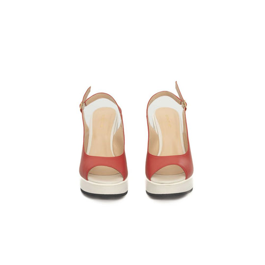 Cerruti 1881 Red Leather Women Sandal