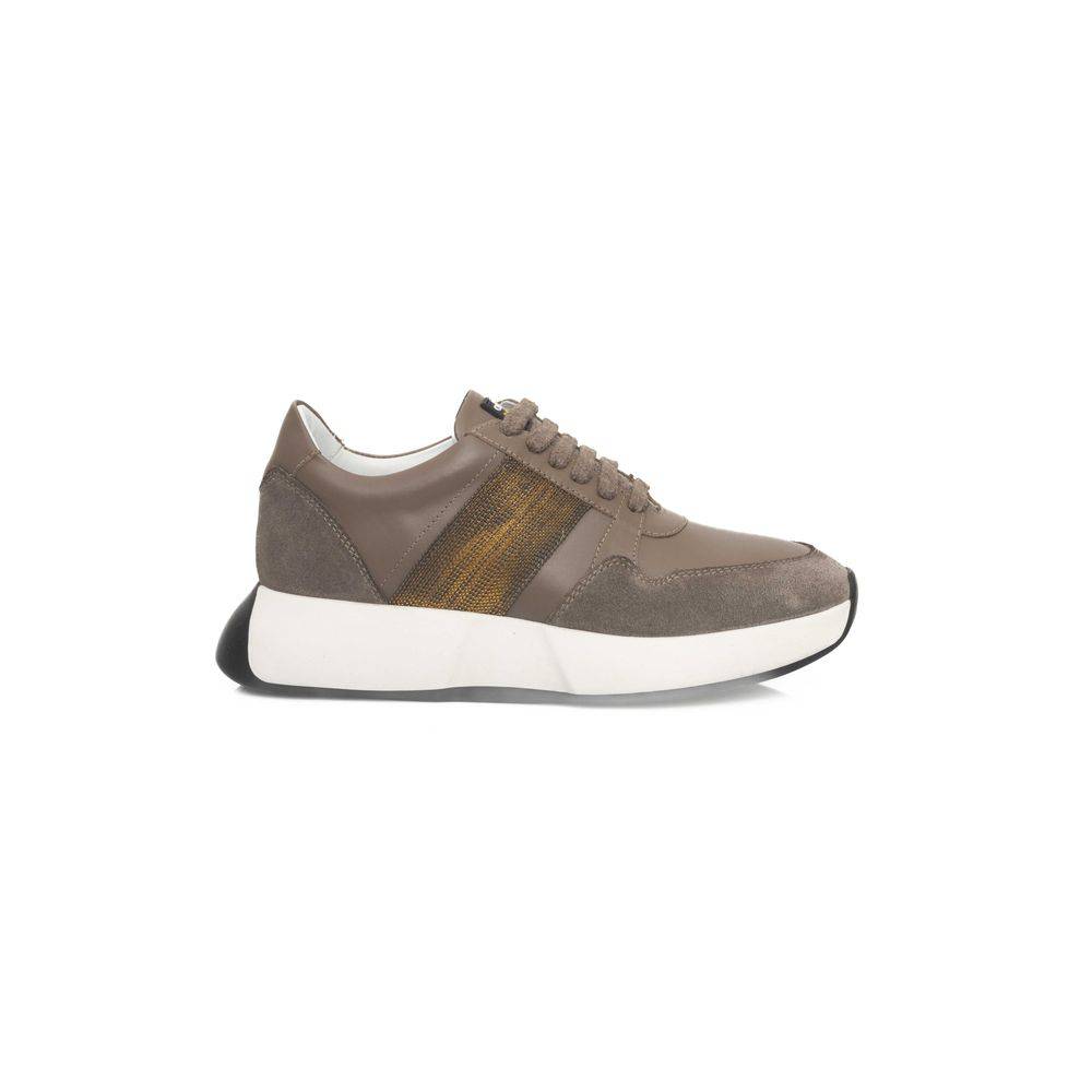 Cerruti 1881 Beige Leather Women Sneaker - ACCEXO