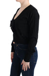 MARGHI LO' Elegant Black Wool Cardigan Sweater