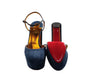 Christian Louboutin Coluna Denim Navy Blue Platform Heel Pumps