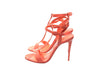 Christian Louboutin Mara 100 Drag Orange Patent Leather Strappy High Heels