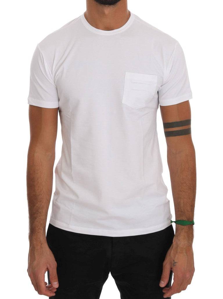 Daniele Alessandrini Elegant White Crew-Neck Cotton T-Shirt - ACCEXO