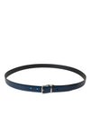 Dolce & Gabbana Blue Calf Leather Silver Metal Buckle Belt Men