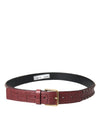 Dolce & Gabbana Brown Alligator Leather Studded Metal Buckle Belt