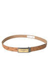 Dolce & Gabbana Beige Leather Gold Logo Engraved Buckle Belt