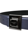 Dolce & Gabbana Blue Leather Square Metal Buckle Belt