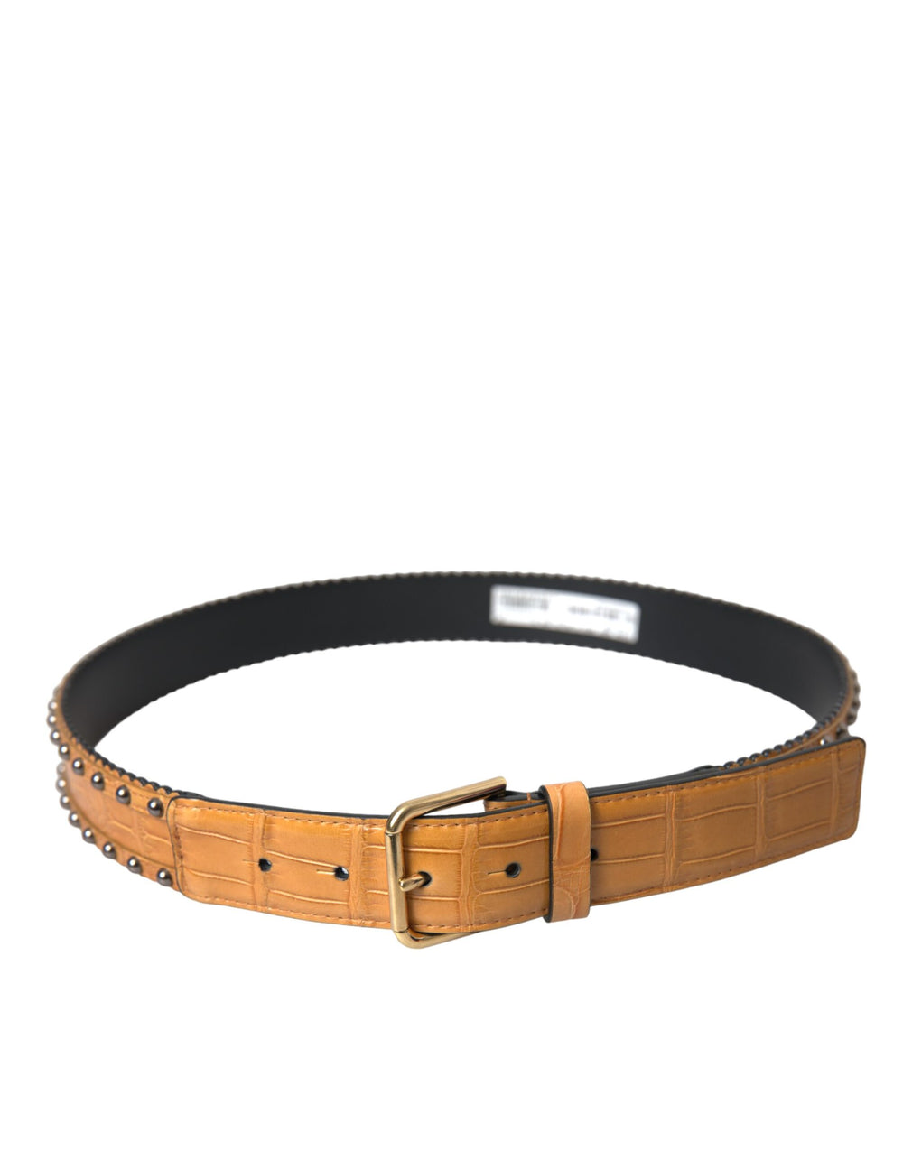 Dolce & Gabbana Beige Alligator Leather Studded Metal Buckle Belt