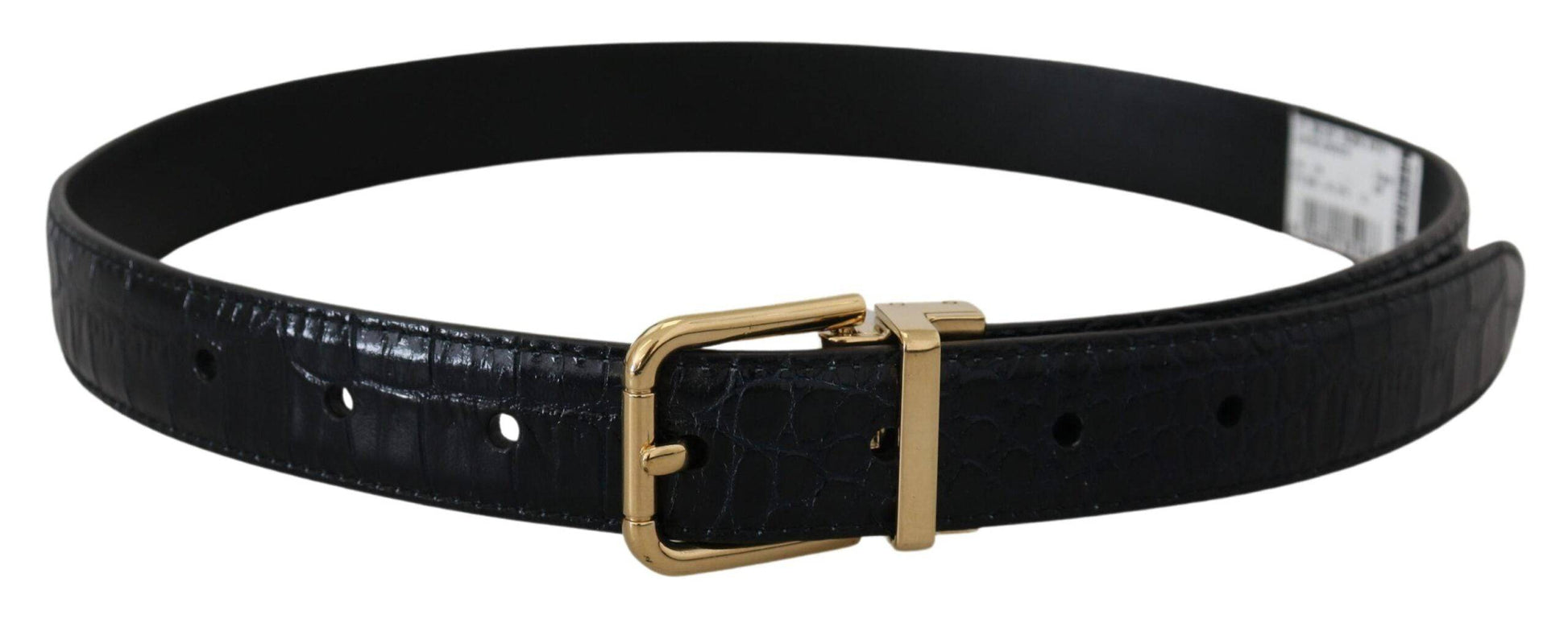 Dolce & Gabbana Black Exotic Leather Gold Metal Buckle Belt - ACCEXO