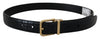 Dolce & Gabbana Black Exotic Leather Gold Metal Buckle Belt