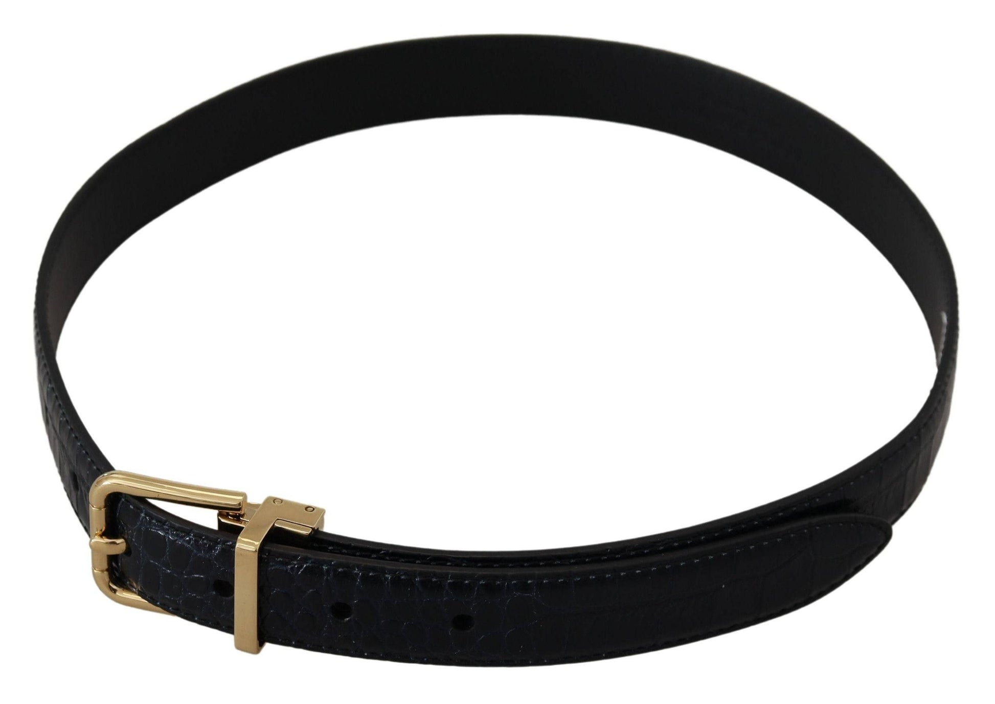 Dolce & Gabbana Black Exotic Leather Gold Metal Buckle Belt - ACCEXO