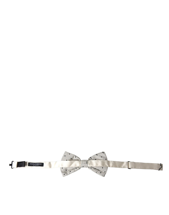 Dolce & Gabbana White Black Polka Dot Polyester Bow Tie Men