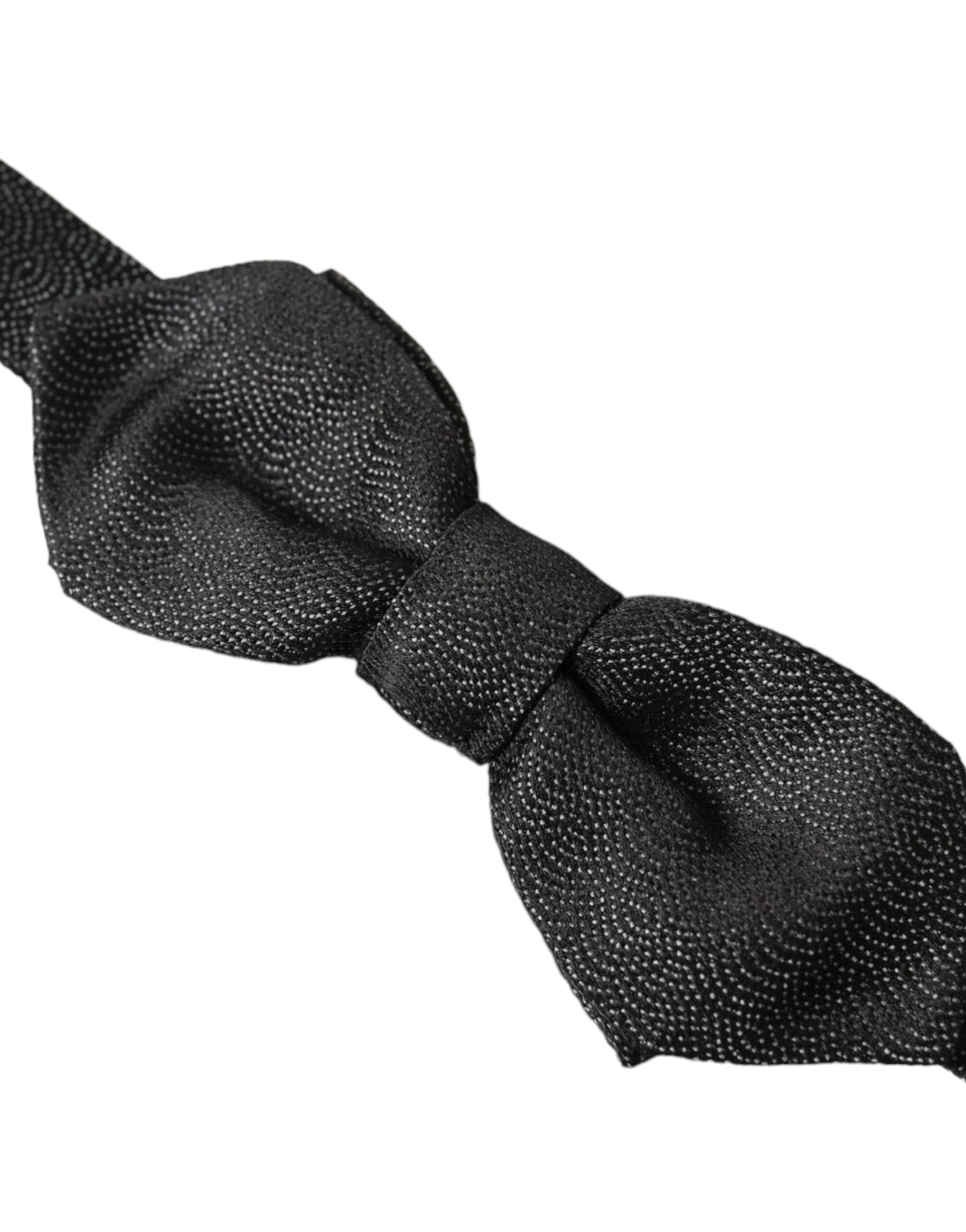Dolce & Gabbana Black Silk Adjustable Neck Men Bow Tie - ACCEXO