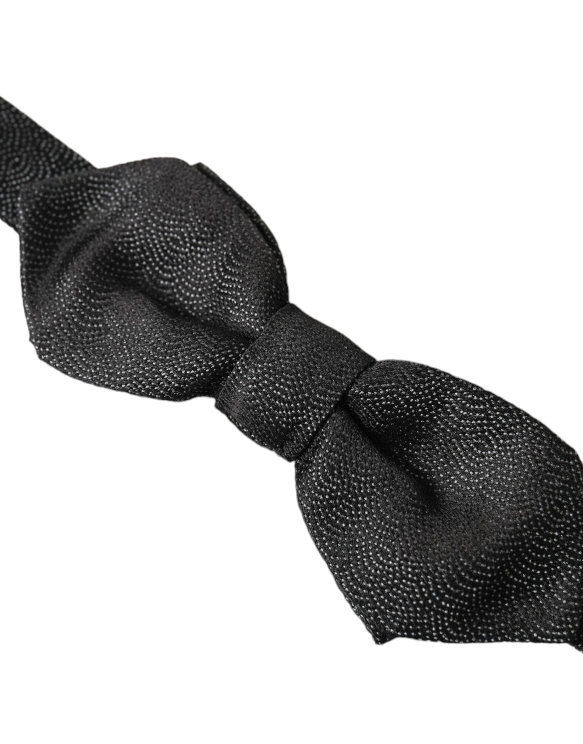 Dolce & Gabbana Black Silk Adjustable Neck Men Bow Tie - ACCEXO