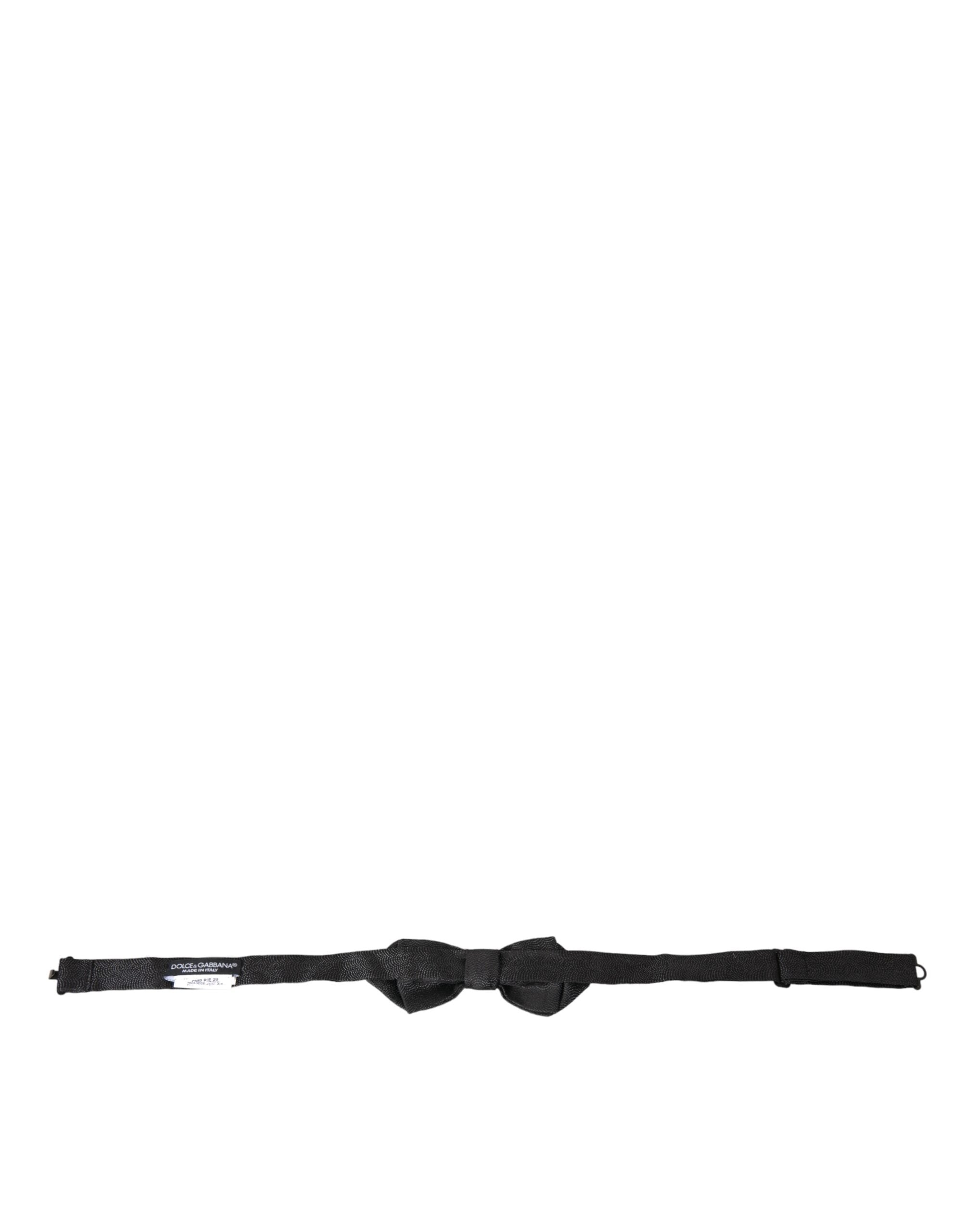 Dolce & Gabbana Black Silk Adjustable Neck Men Bow Tie - ACCEXO