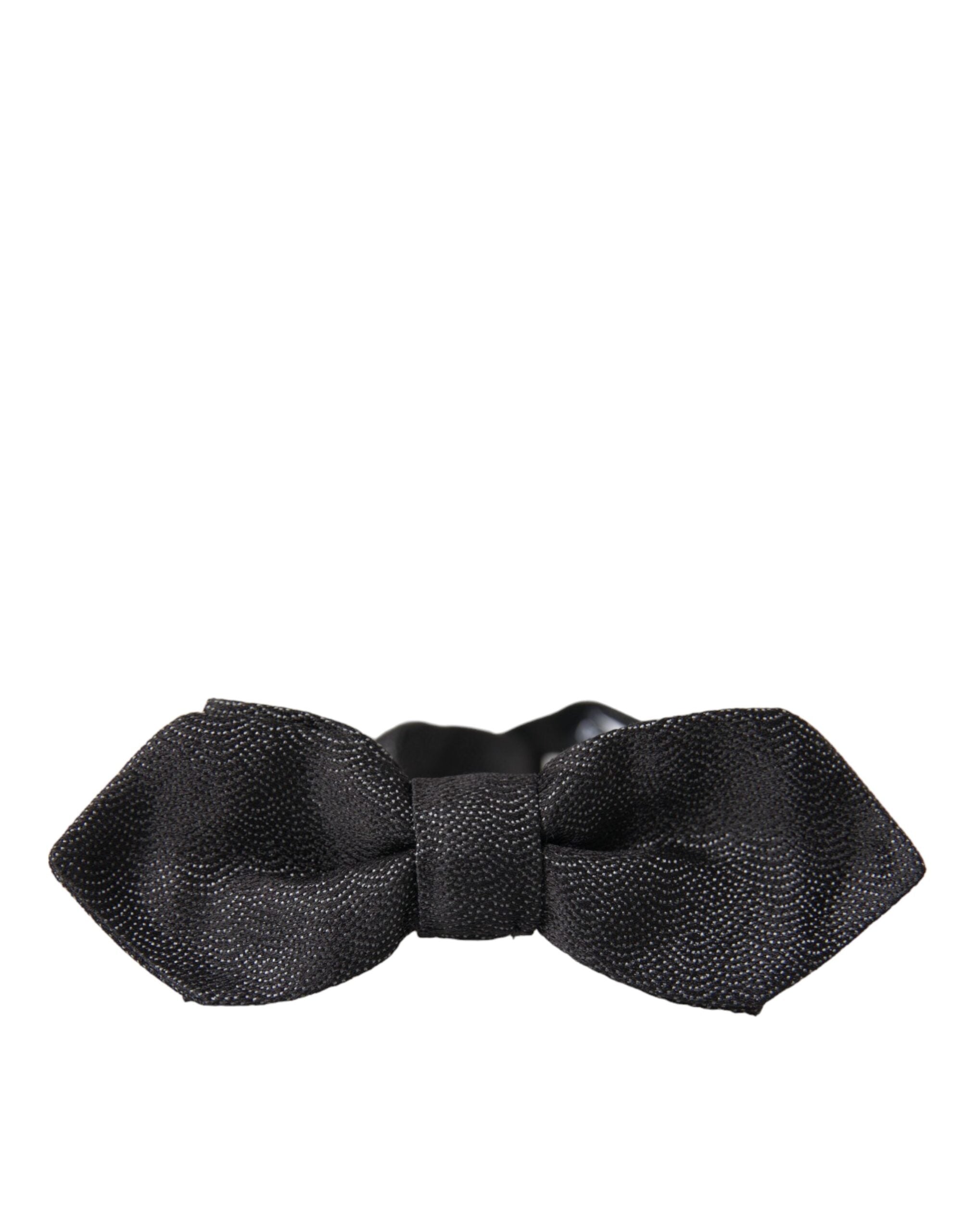 Dolce & Gabbana Black Silk Adjustable Neck Men Bow Tie - ACCEXO