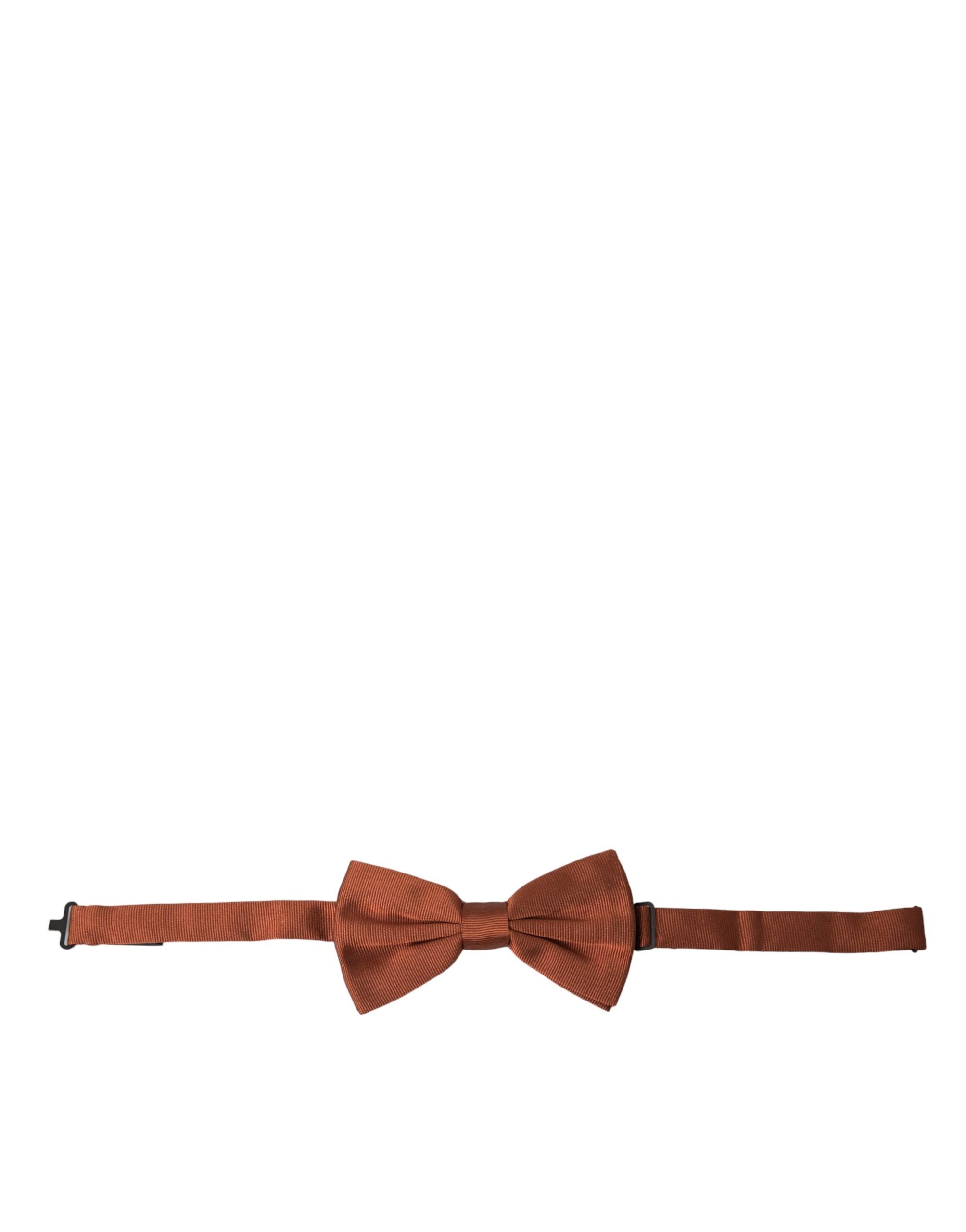 Dolce & Gabbana Brown Silk Adjustable Neck Men Bow Tie - ACCEXO