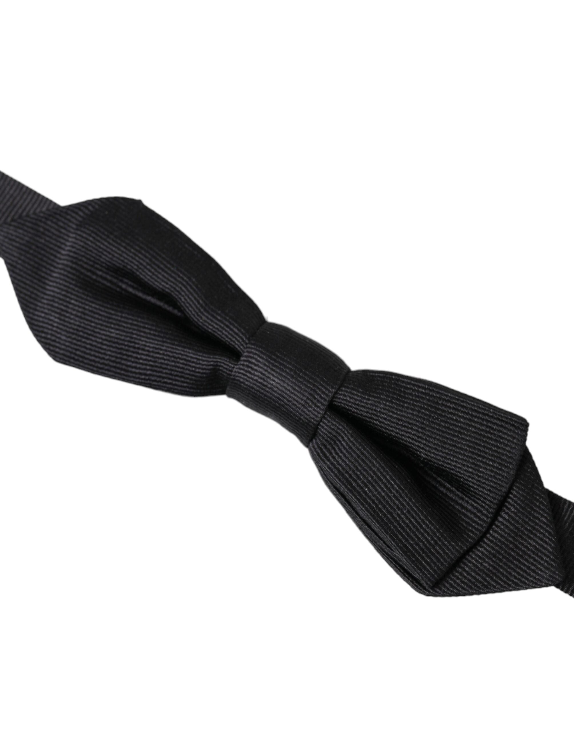 Dolce & Gabbana Black Silk Adjustable Neck Men Bow Tie - ACCEXO