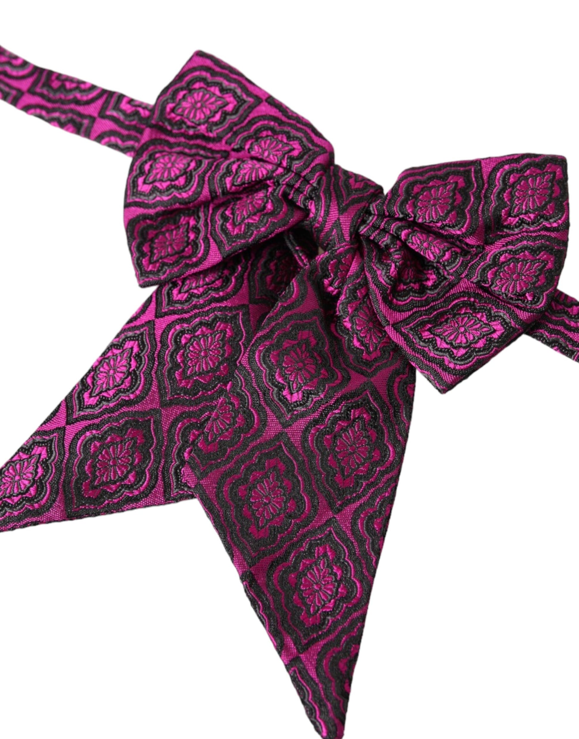 Dolce & Gabbana Purple Ribbon Silk Adjustable Neck Men Bow Tie - ACCEXO