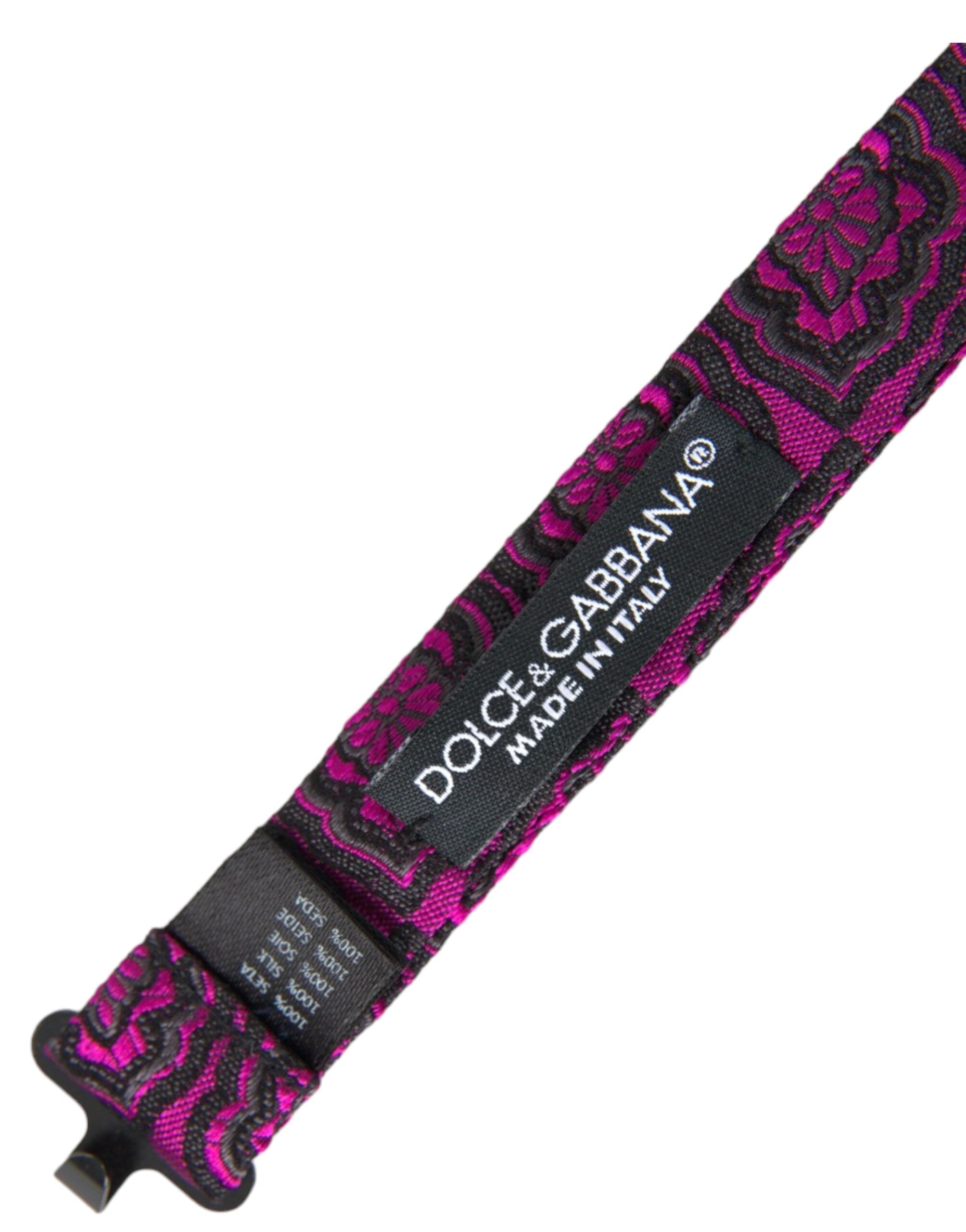 Dolce & Gabbana Purple Ribbon Silk Adjustable Neck Men Bow Tie - ACCEXO