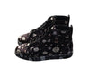 Christian Louboutin Louis Orlato Flat Crepe Satin Weapons Print High Top Sneakers