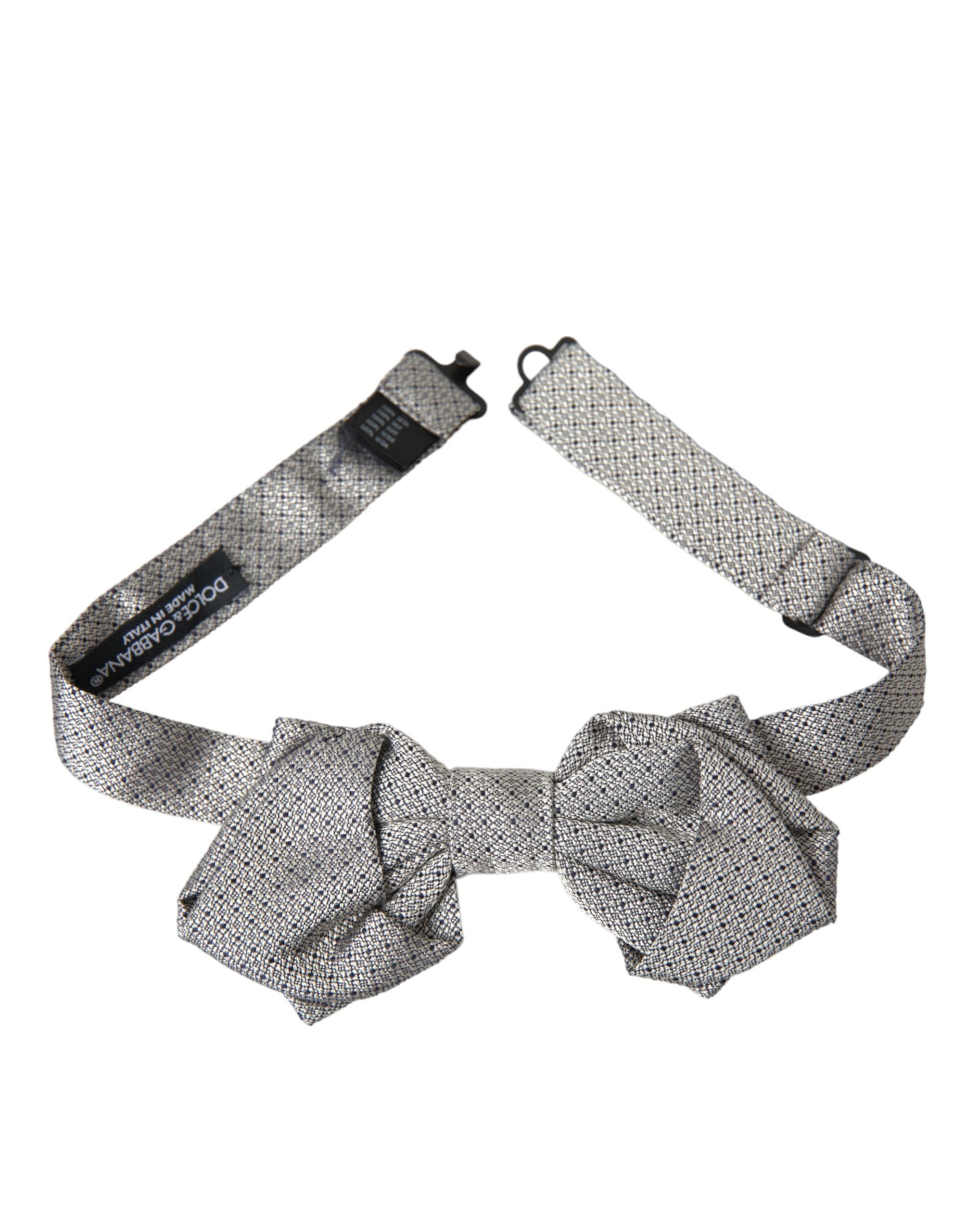 Dolce & Gabbana Gray Silk Adjustable Neck Men Bow Tie - ACCEXO