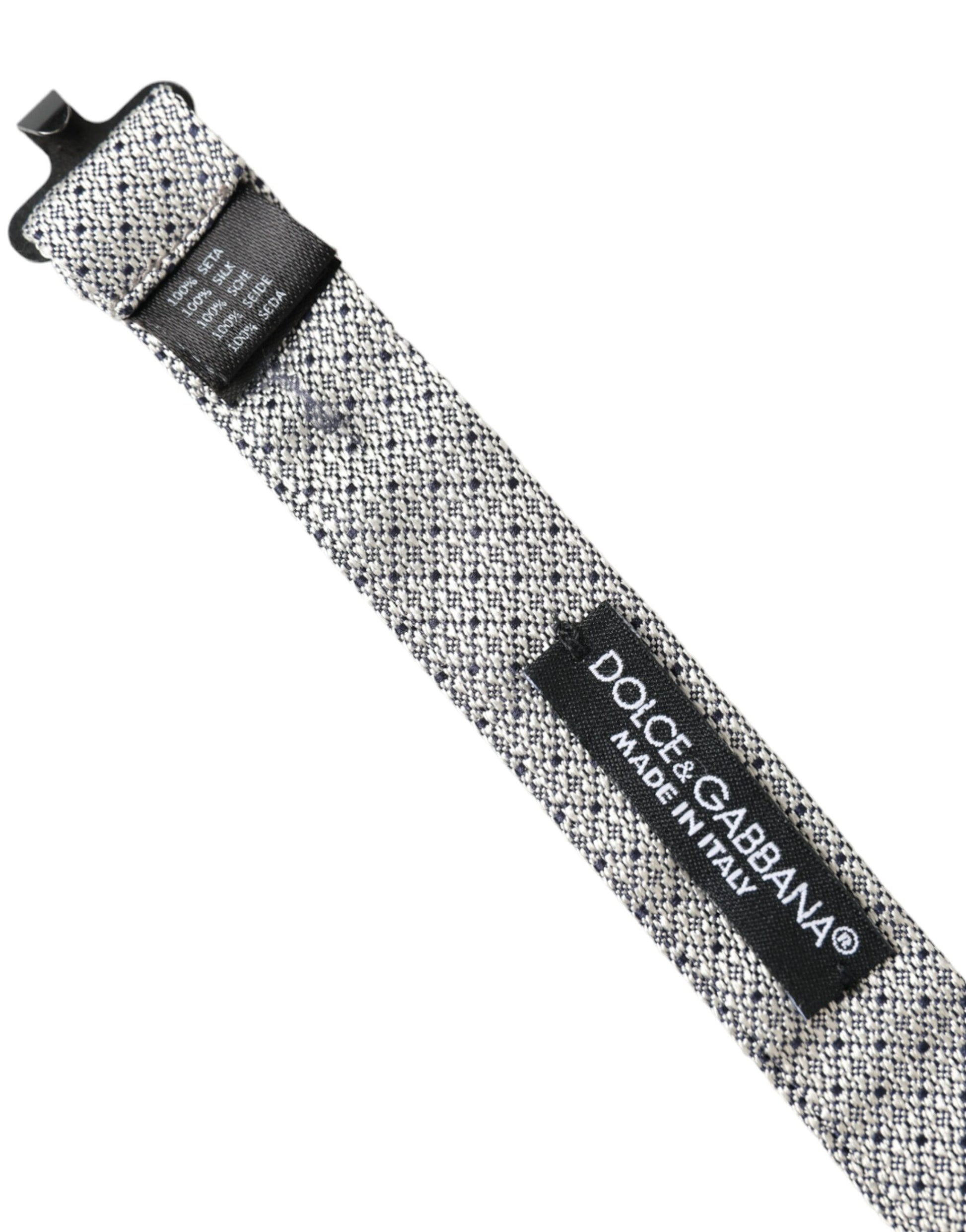 Dolce & Gabbana Gray Silk Adjustable Neck Men Bow Tie - ACCEXO