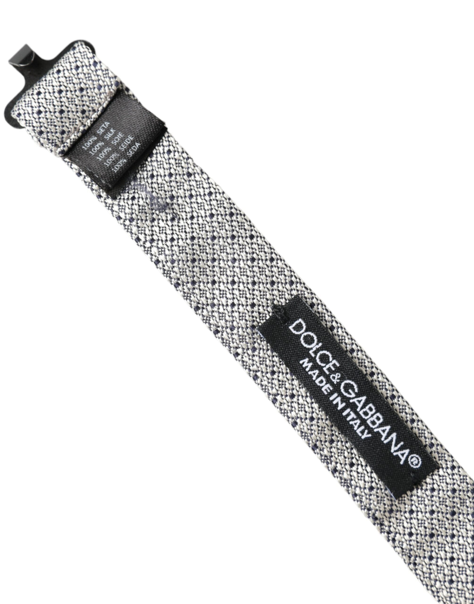 Dolce & Gabbana Gray Silk Adjustable Neck Men Bow Tie - ACCEXO