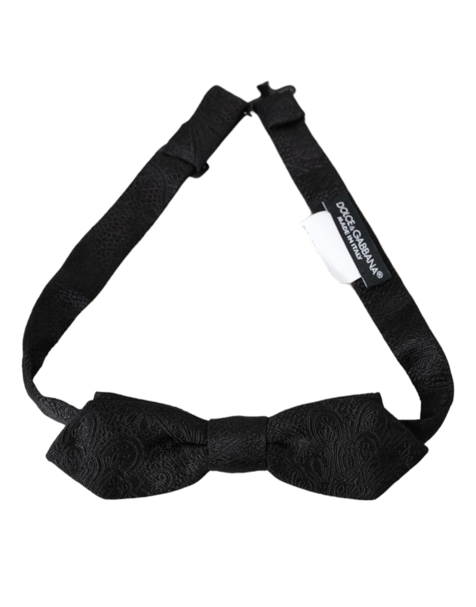 Dolce & Gabbana Black Brocade Silk Adjustable Neck Bow Tie - ACCEXO