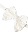 Dolce & Gabbana White Textured Cotton Adjustable Neck Bow Tie