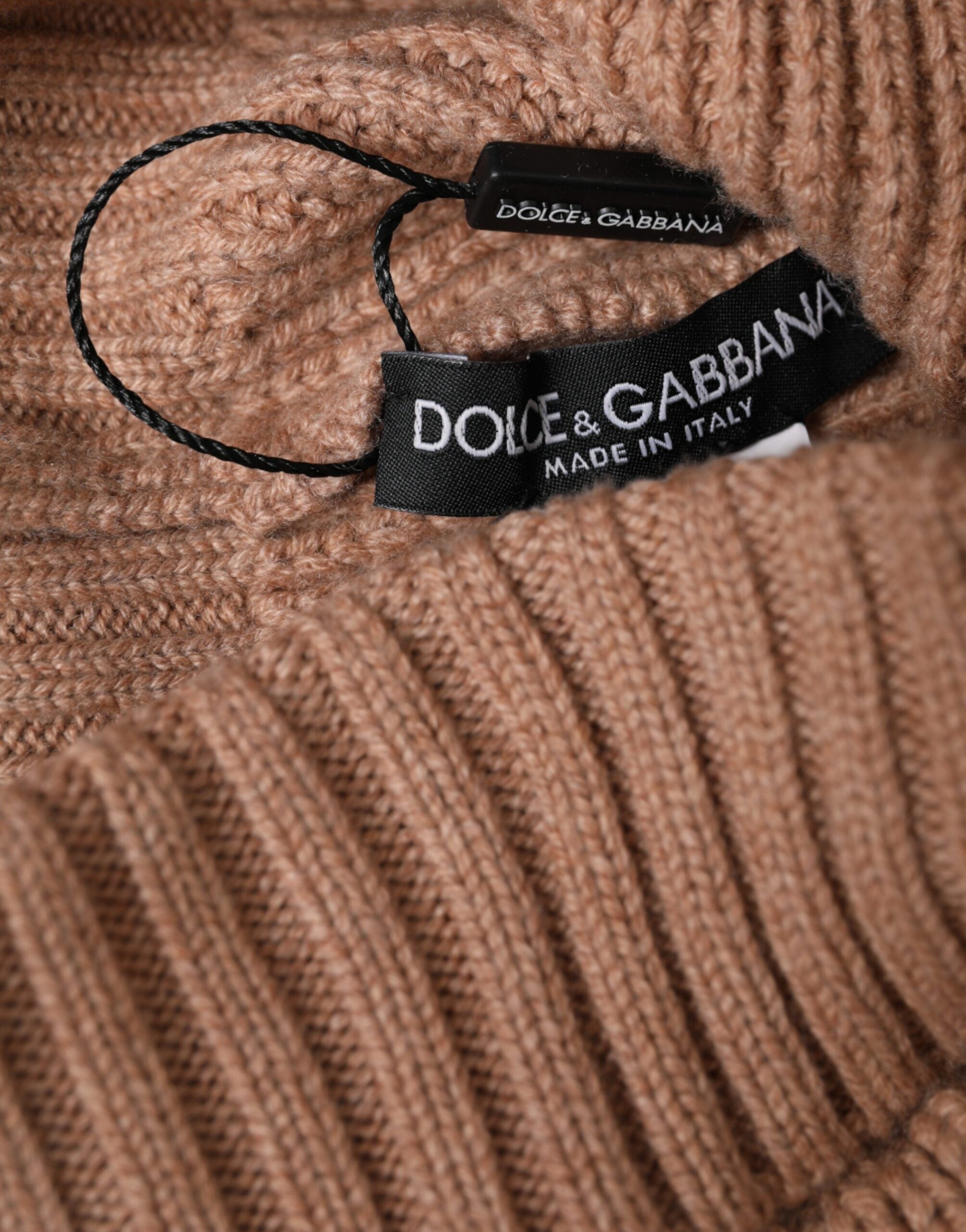 Dolce & Gabbana Brown Solid Knitted Fur Ball Winter Beanie Hat - ACCEXO