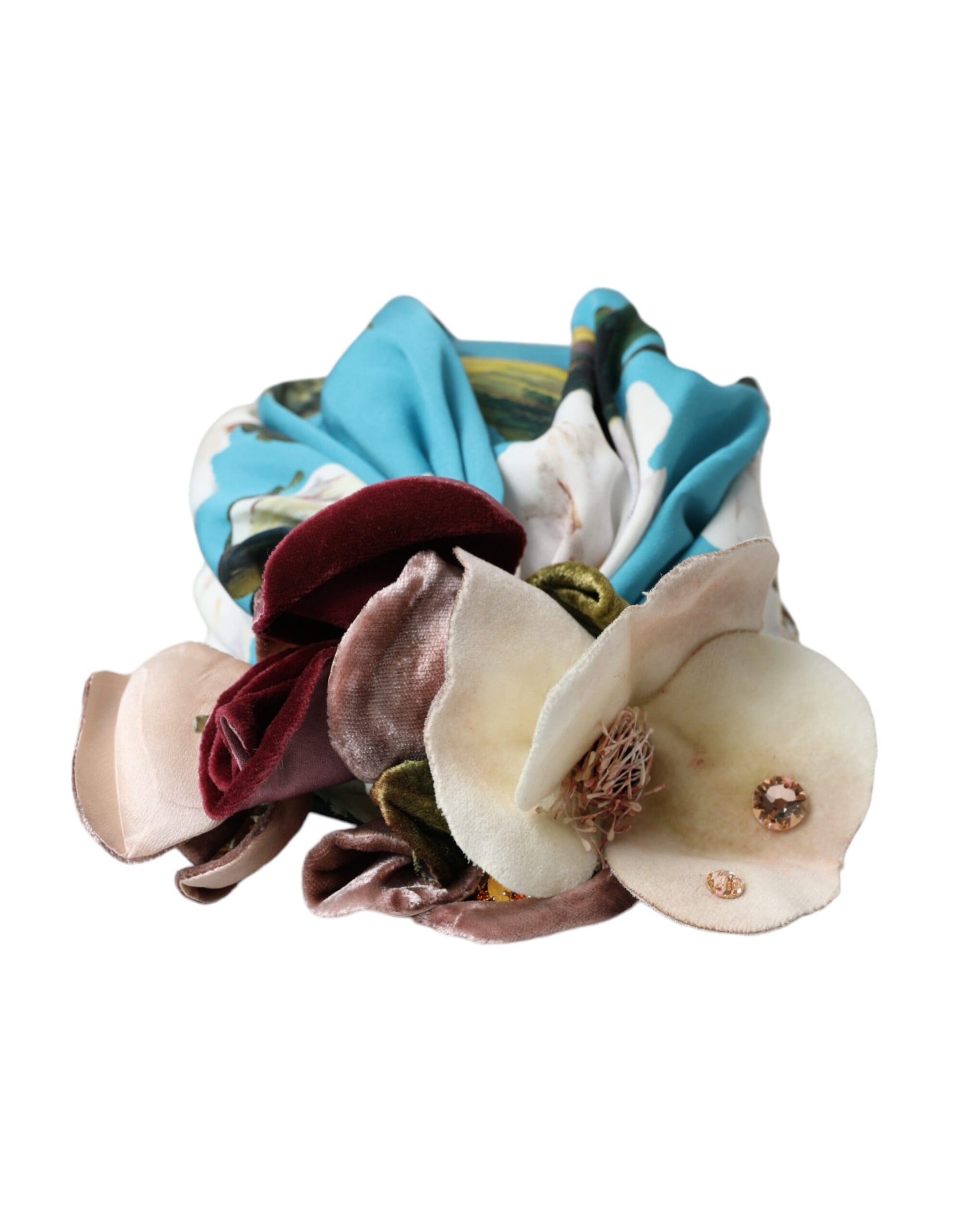 Dolce & Gabbana Blue Floral Motif Turban Head Hat Women - ACCEXO
