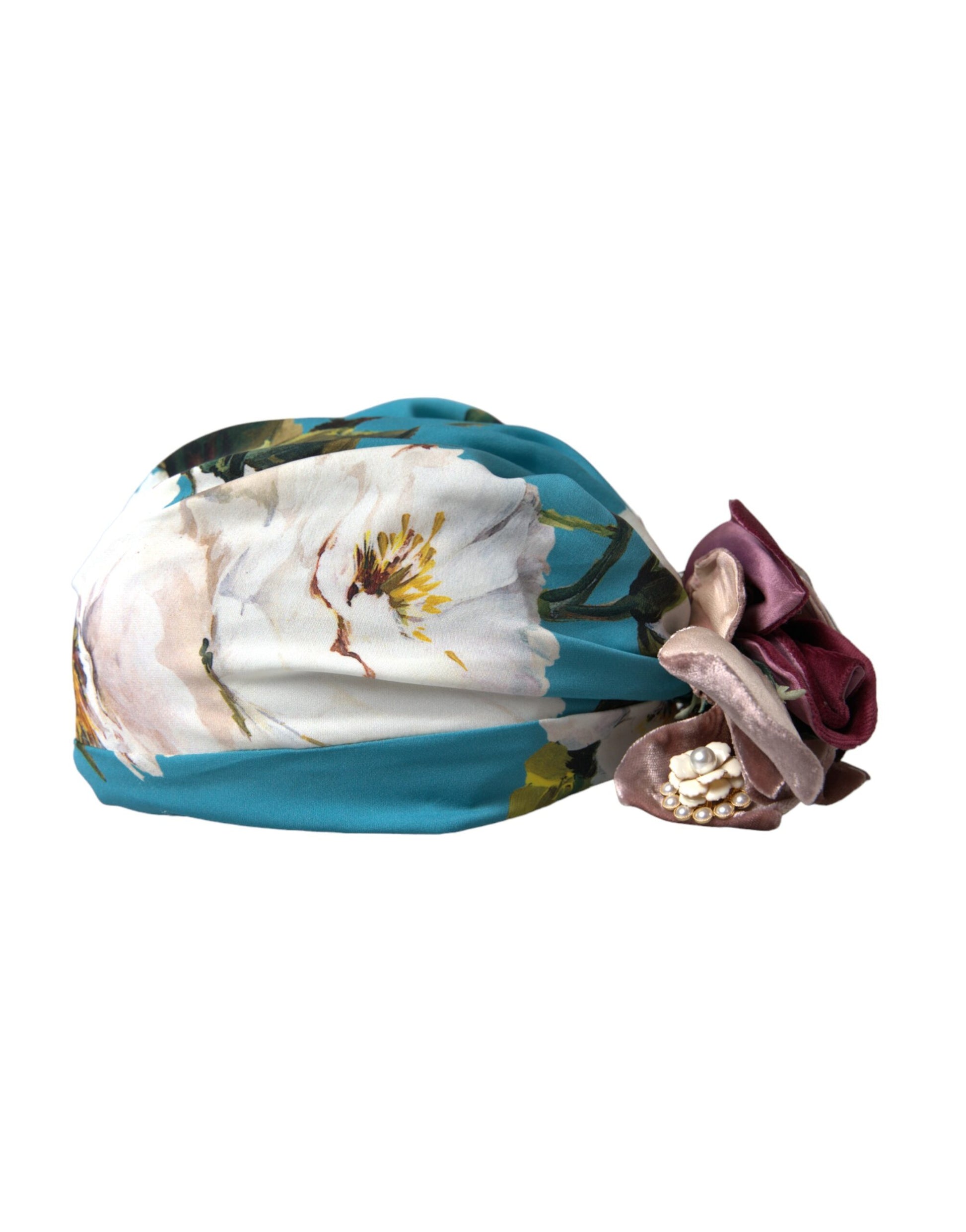 Dolce & Gabbana Blue Floral Motif Turban Head Hat Women - ACCEXO