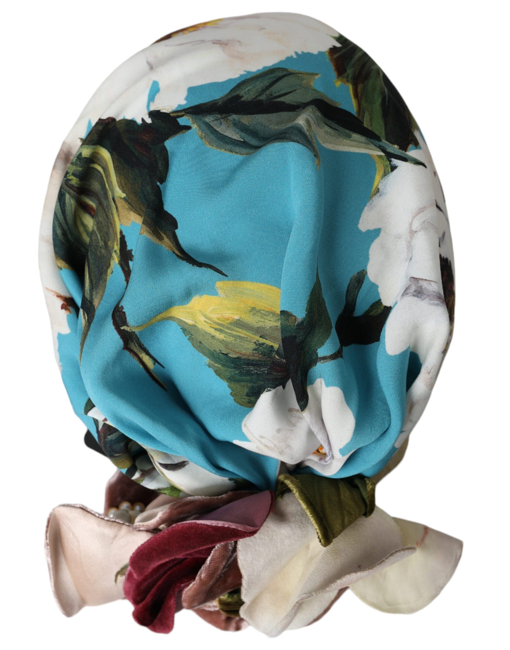 Dolce & Gabbana Blue Floral Motif Turban Head Hat Women - ACCEXO