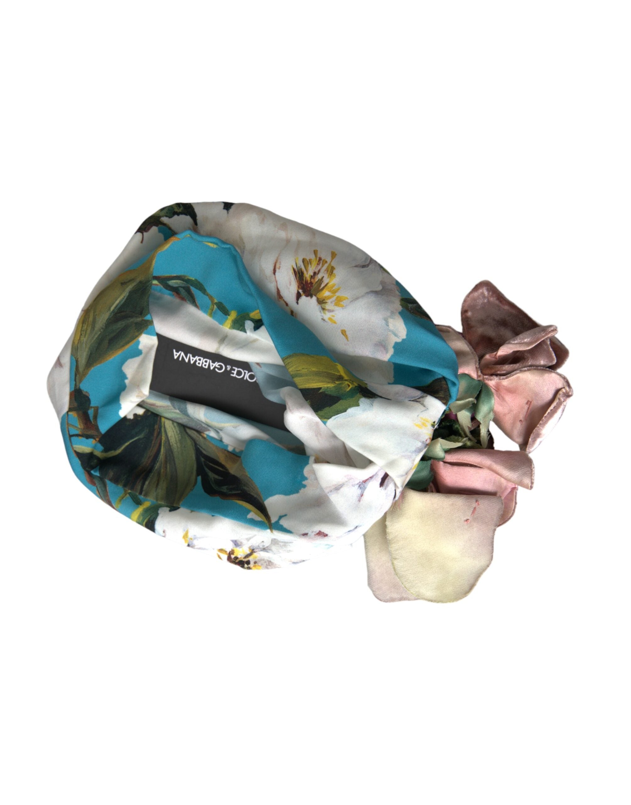 Dolce & Gabbana Blue Floral Motif Turban Head Hat Women - ACCEXO
